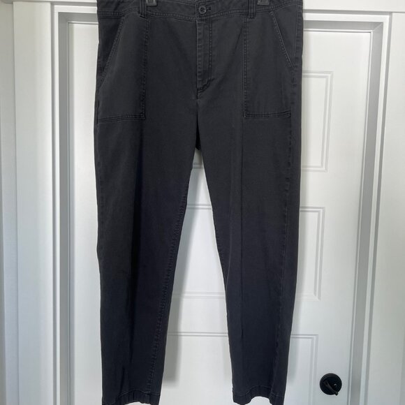 Eddie Bauer Women Charcoal Gray Cotton High-Rise Utility Crop Pants, Size 18 - Picture 2 of 8